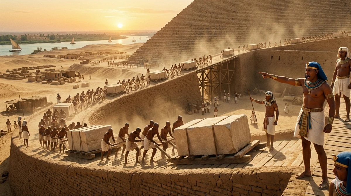 Chantier de construction d'une pyramide